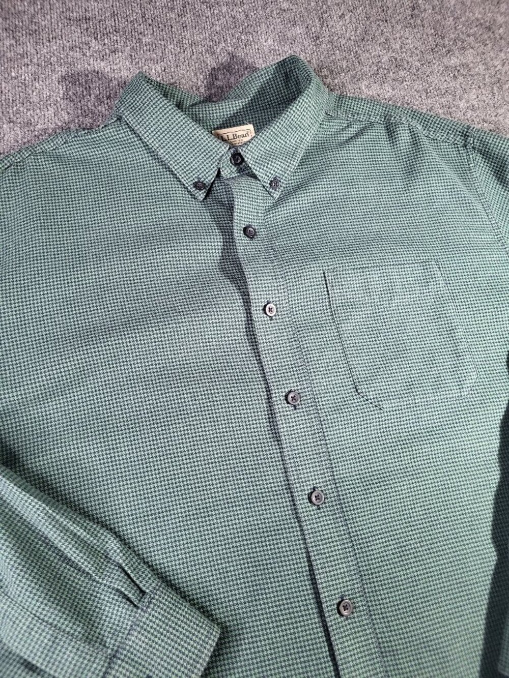 LL Bean Green Plaid Flannel Shirt Mens XXL 100% Cotton Vintage